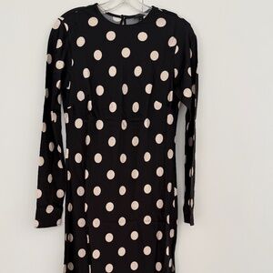 Ann Taylor Black Dotted Satin Sheath Dress - Size 0 - NWT